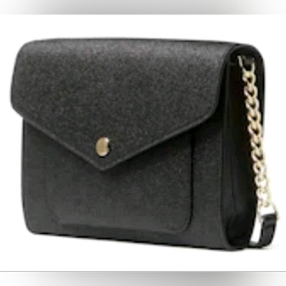 Kate Spade Tinsel Flap Crossbody Black Glitter Interior Credit Card Slots NWOT - Picture 1 of 14